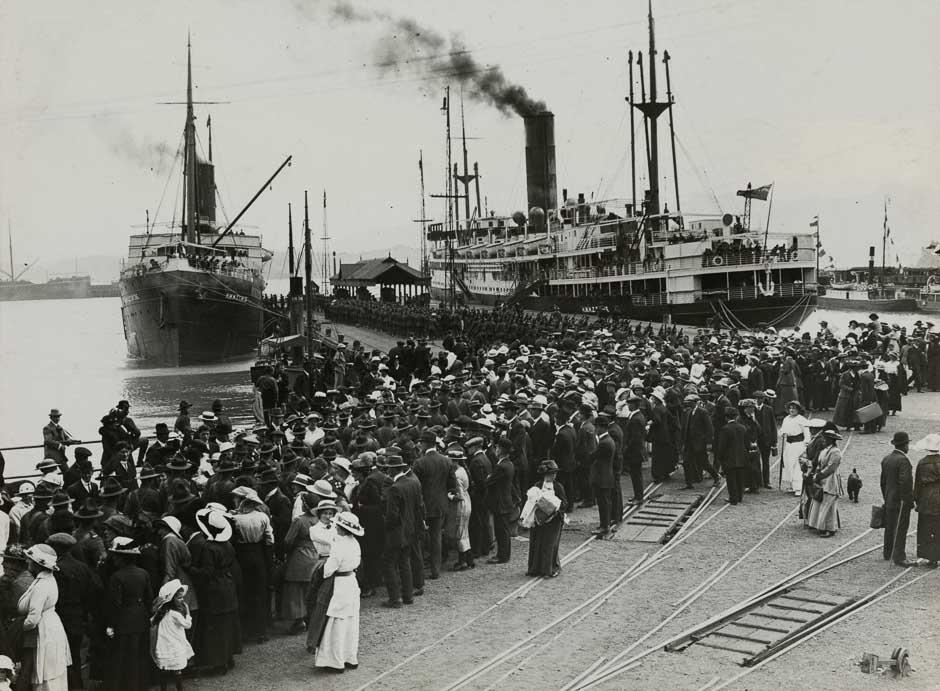 Troopships departing from Lyttelton