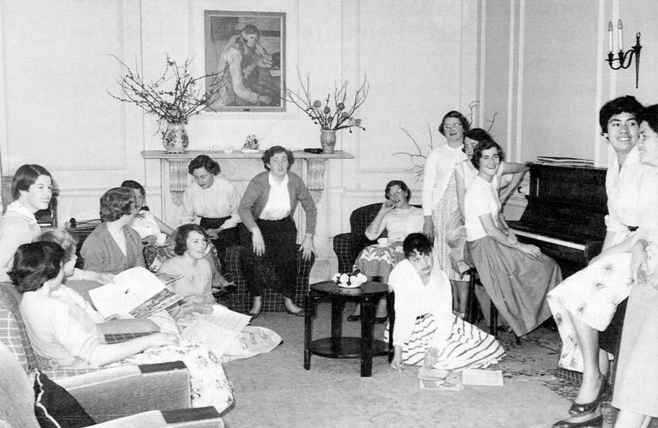 Young women lounging about