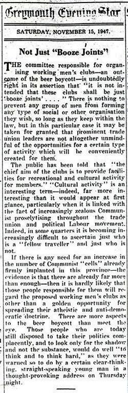 Communism and Working Men's Clubs