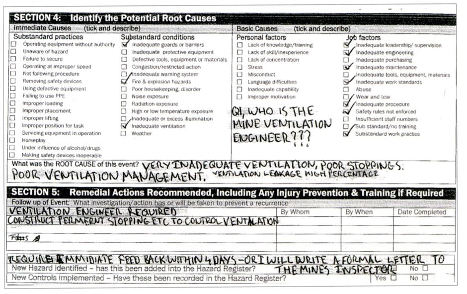 Pike River mine incident form