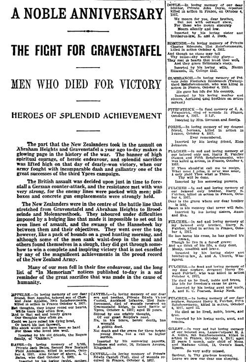 Passchendaele in memoriam notice