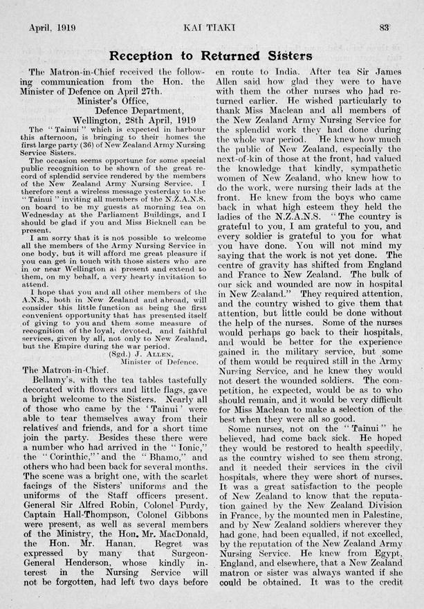 Return of nurses to New Zealand