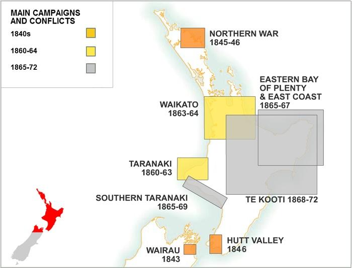 New Zealand Wars map