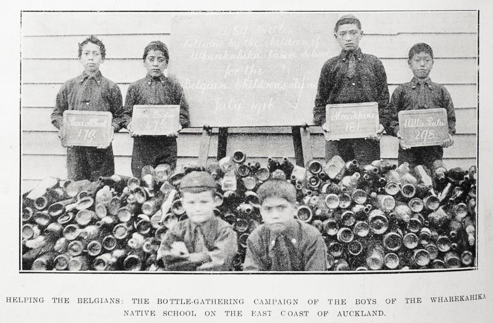 Collecting bottles for the war effort