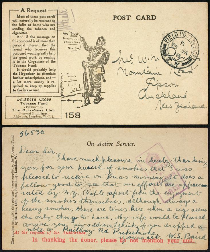 Southern Cross Tobacco Fund postcard