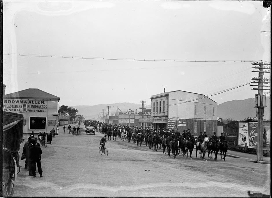 Special constables on horseback, Petone