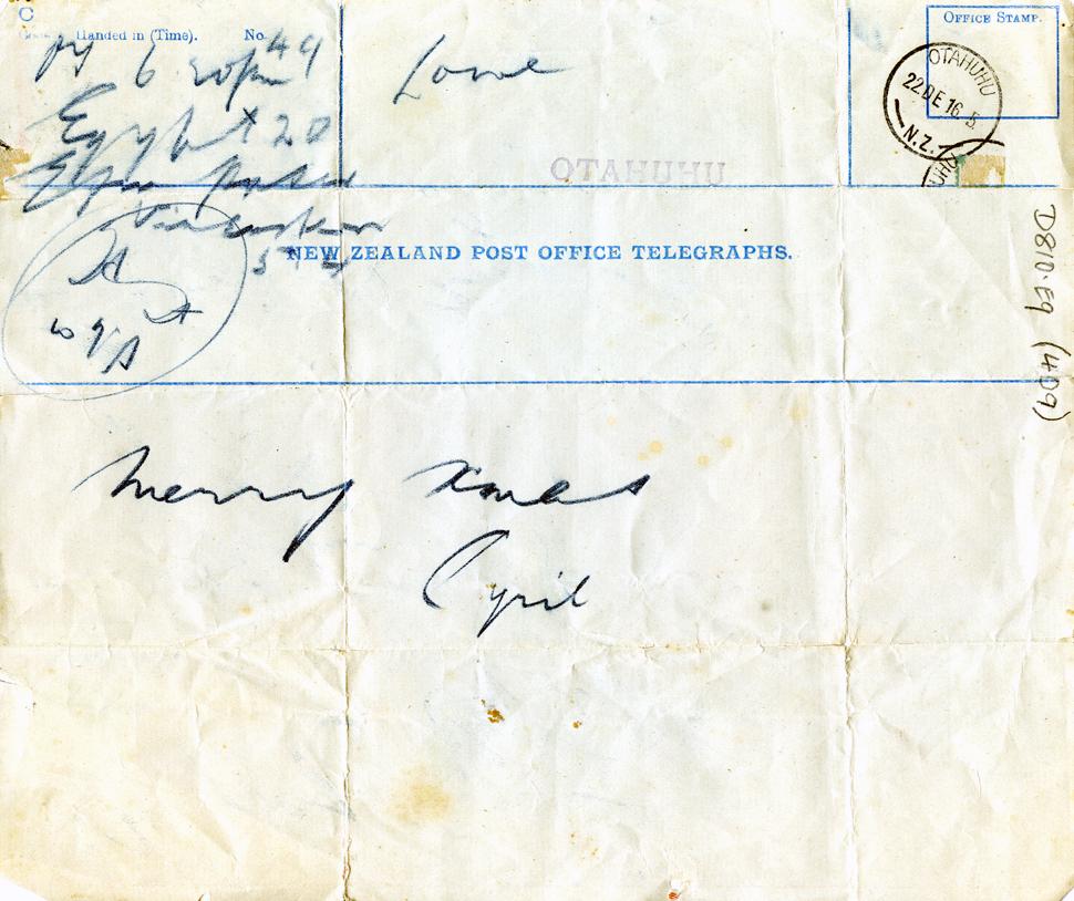 Christmas telegram from Egypt