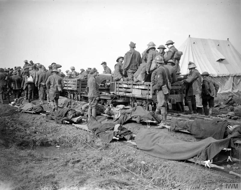 Evacuating wounded soldiers by train