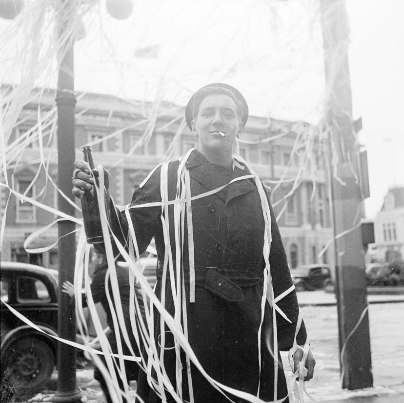 Sailor celebrating VJ Day