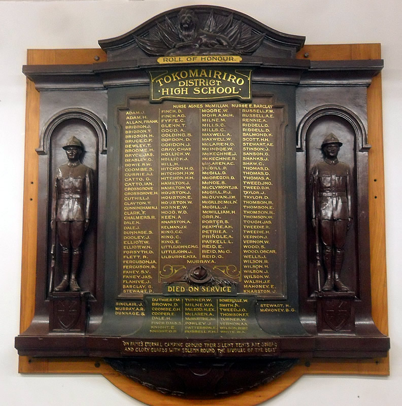 Tokomairiro school roll of honour