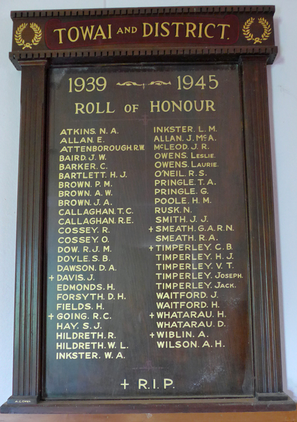 Tōwai and District roll of honour boards