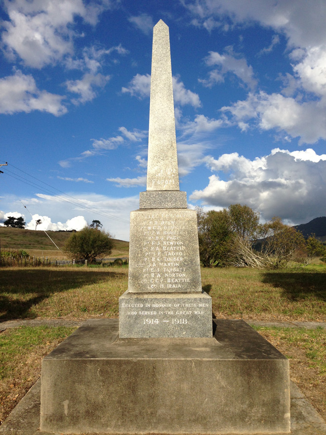 Waiotemarama First World War memorial
