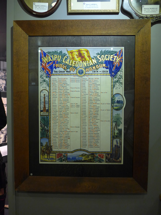 Waipū Caledonian Society roll of honour