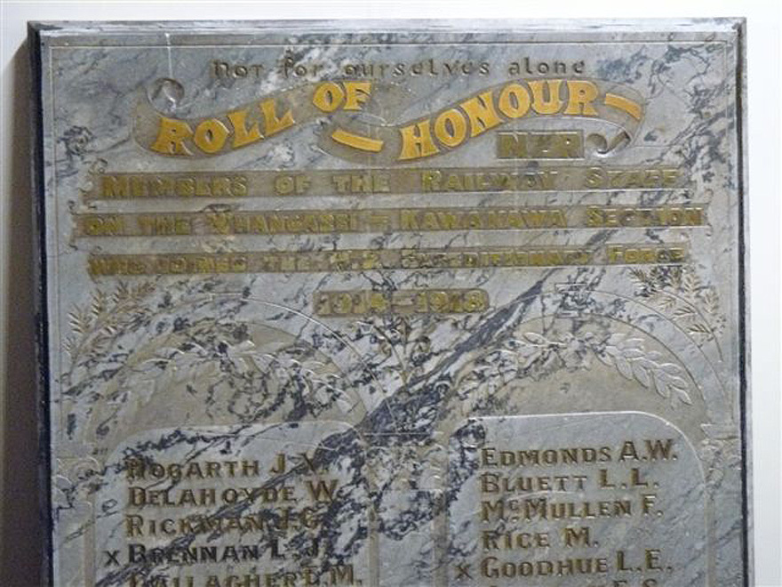 Whangārei NZ Railways roll of honour board